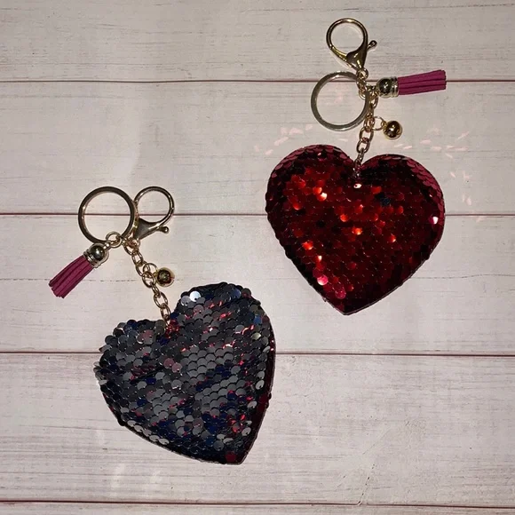 Sequin Heart purse charms - Picture 1 of 2